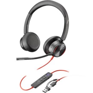 Slušalice HP Poly Blackwire 8225 Stereo MS Teams Cert USB-C Headset +USB-C/A Adapter/8X225AA/crna