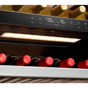 Vinska vitrina TESLA RW430M/E/dve zone/drvene police/193 boce/59,5x70,5x184,5/crna