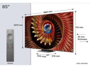 Televizor TCL 85C8K/QLED MiniLED/85"/4K UHD/144Hz/Google TV/crna