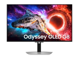 Monitor SAMSUNG LS32HG800SUXEN 32"/OLED/3840x2160/240Hz/0.03ms/HDMIx2,DP,USB-C/G-sync/pivot/srebrna